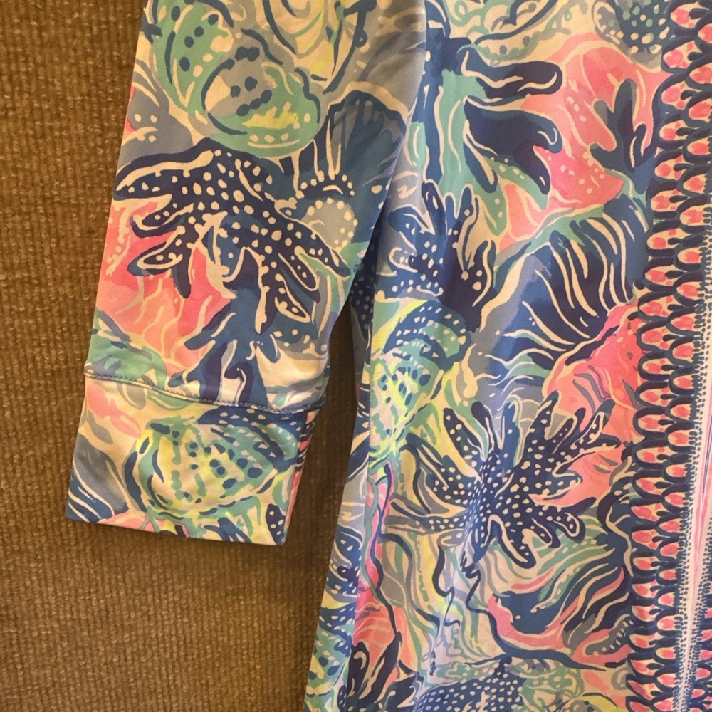 Lilly Pulitzer Nadine ChillyLilly Dress Zanzibar Blue Fish Kiss M UPF 50+ Beachy - Picture 4 of 9
